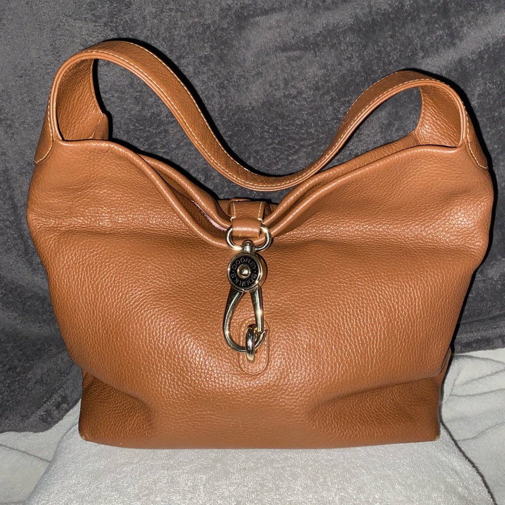 Dooney & Bourke Logo Lock Toffee Yellow Leather Hobo Bag